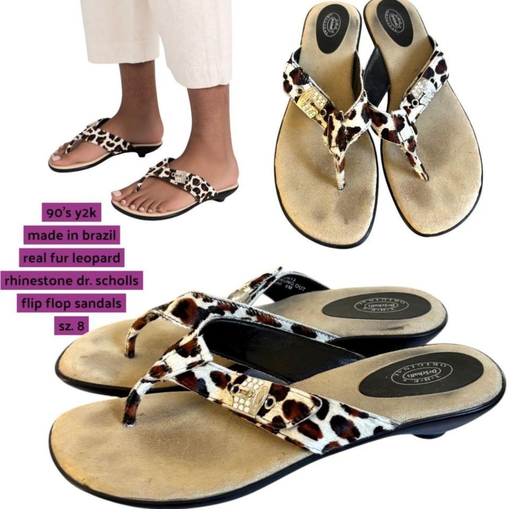 🐆 90's Y2K DR. SCHOLL'S "STRUNG OUT" LEOPARD SANDALS  sz. 8 🐆